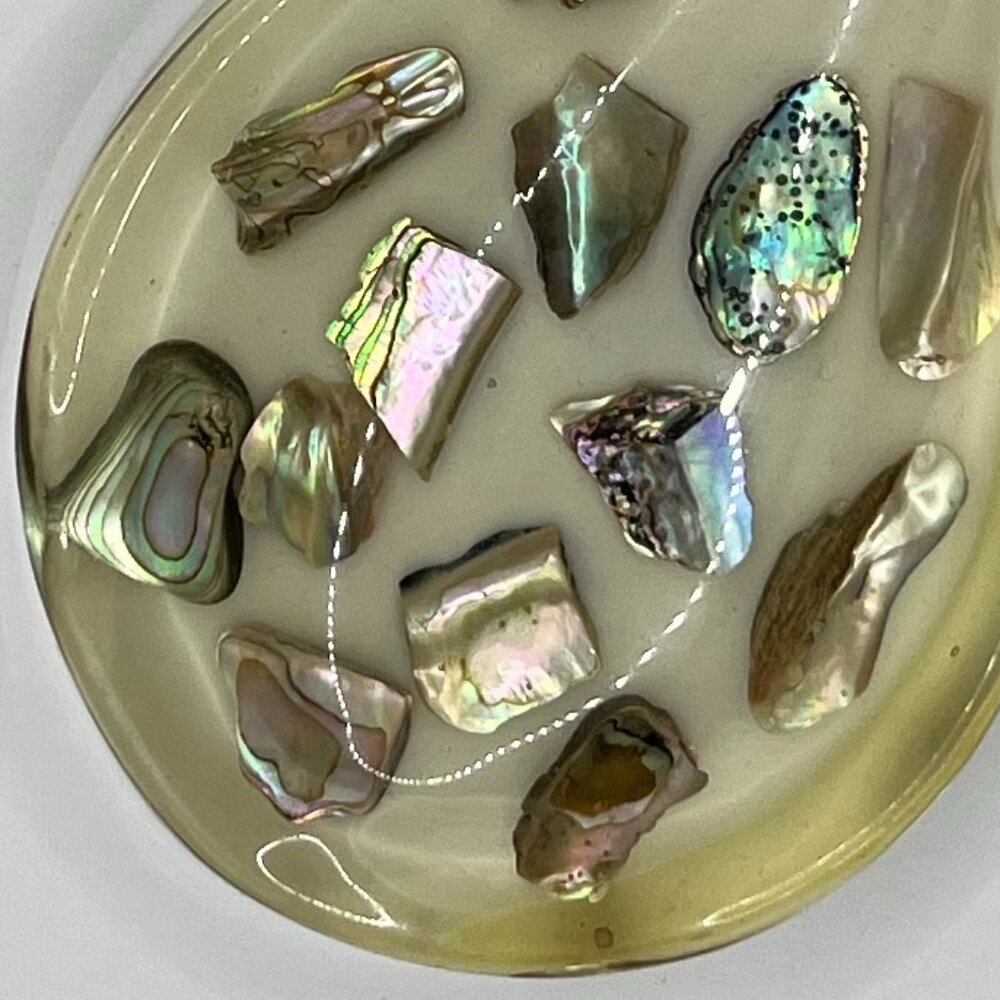 ✨ Vintage 1970s Lucite Spoon Rest with Embedded Abalone Shell ✨ - Picture 2 of 4